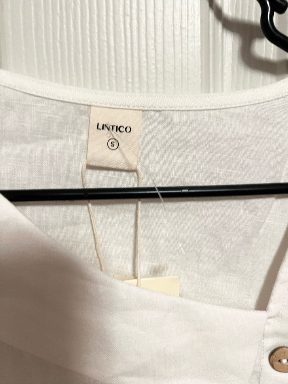 Lintico white Asymmetric Collar Linen Top NWT - Picture 5 of 10